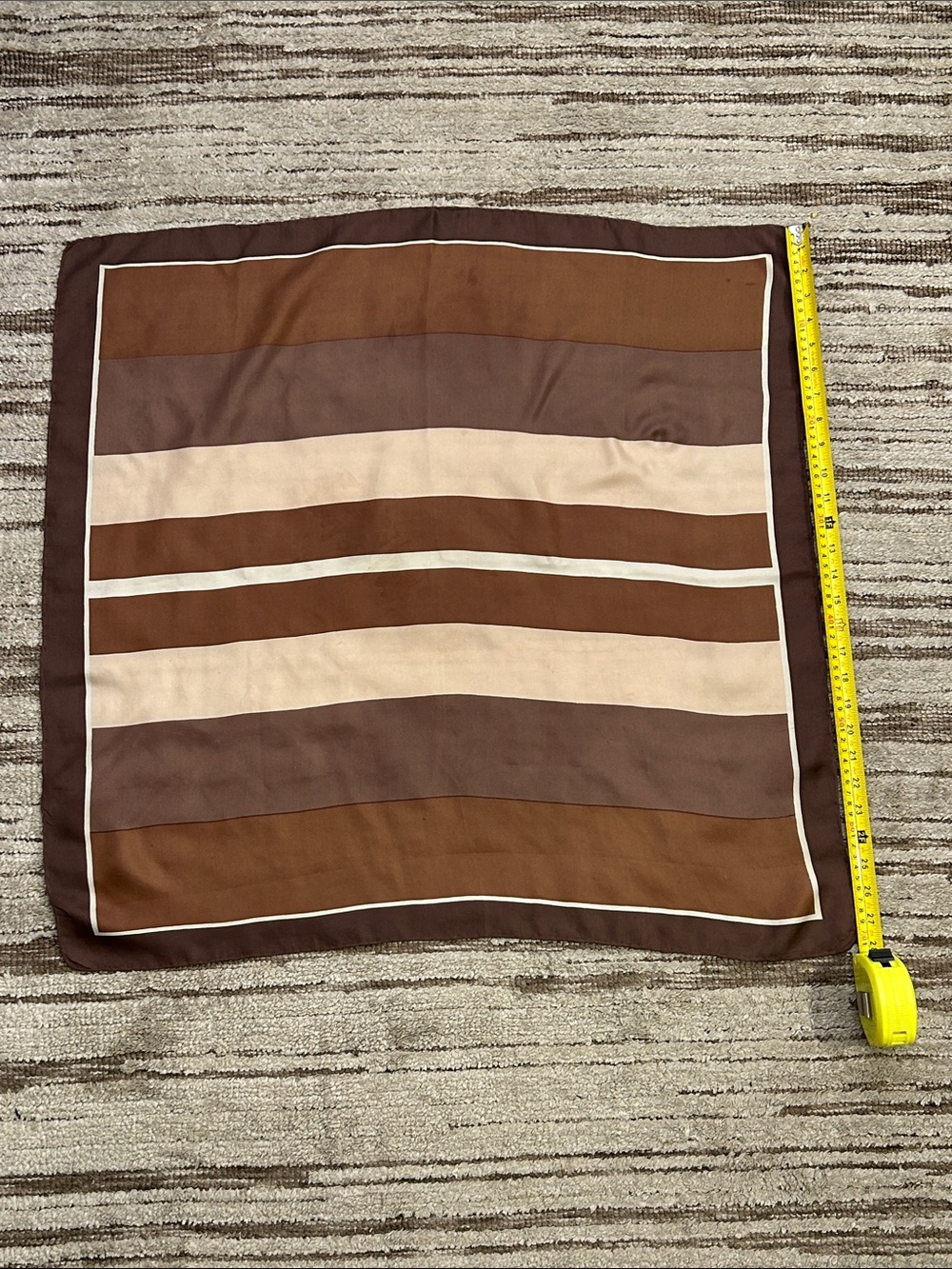Striped Brown & Cream 28” Square Scarf